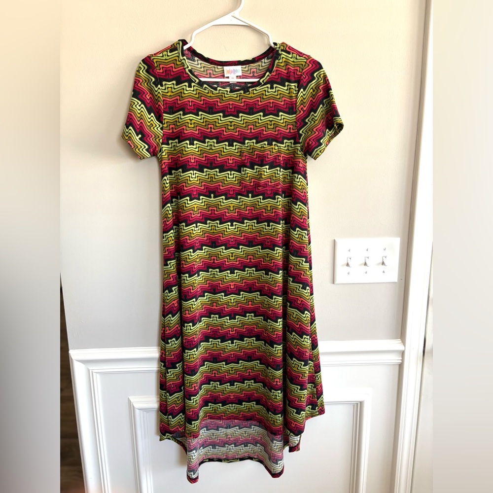 LulaRoe Carly Swing Short Sleeve Midi Dress Size XS